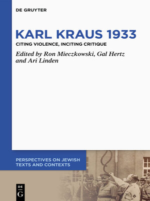 cover image of Karl Kraus 1933